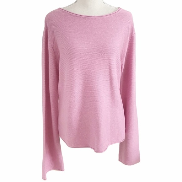 MONARI PINK COTTON BLEND ROLLED HEM KNITTED SWEATER - M - Picture 1 of 9